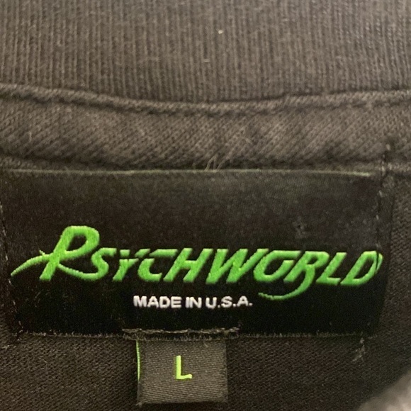 RARE PSYCHWORLD RAINBOW BEJEWELED RHINESTONE BLACK GRAPHIC TEE MENS LARGE - Picture 3 of 3